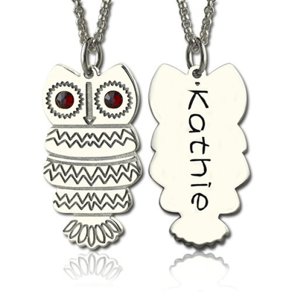 Cute Birthstone Owl Name Necklace for Girls - Handmade By AOL Special