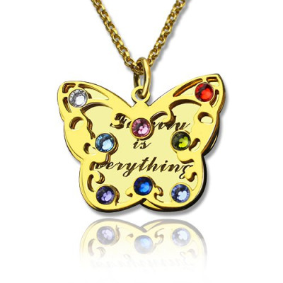Birthstone Butterfly Necklace 18ct Gold Plated - Handmade By AOL Special