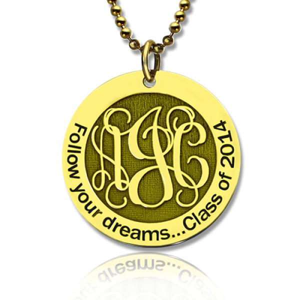 Follow Your Dreams Disc Monogram Necklace 18ct Gold Plated - Handmade By AOL Special