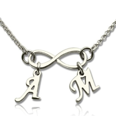 Personalized Infinity Necklace Double Initials Sterling Silver - Handmade By AOL Special