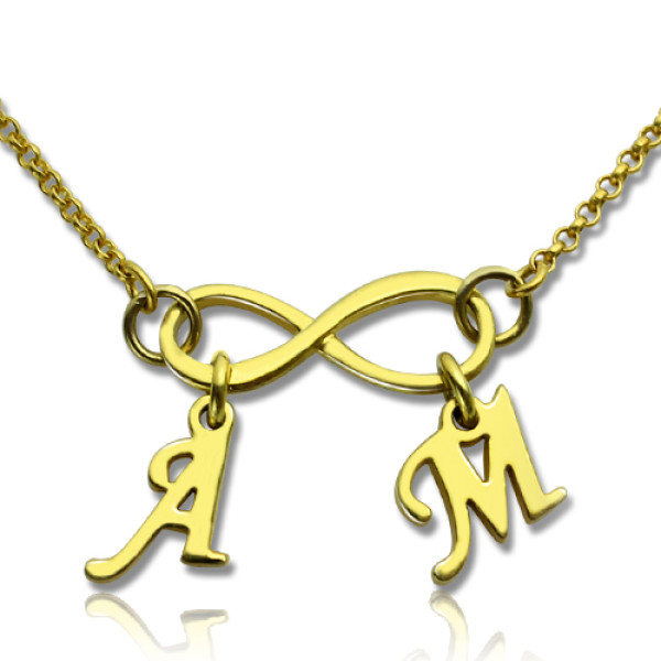 Infinity Pendant Double Initial 18ct Gold Plated - Handmade By AOL Special