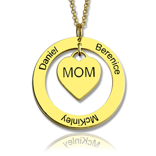 Family Names Necklace For Mom 18ct Gold Plating - Handmade By AOL Special