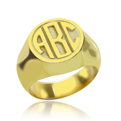 Customised Signet Ring with Block Monogram 18ct Gold Plated - Handmade By AOL Special