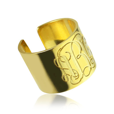 Script Monogram Cuff Ring Gifts 18ct Gold Plated - Handmade By AOL Special