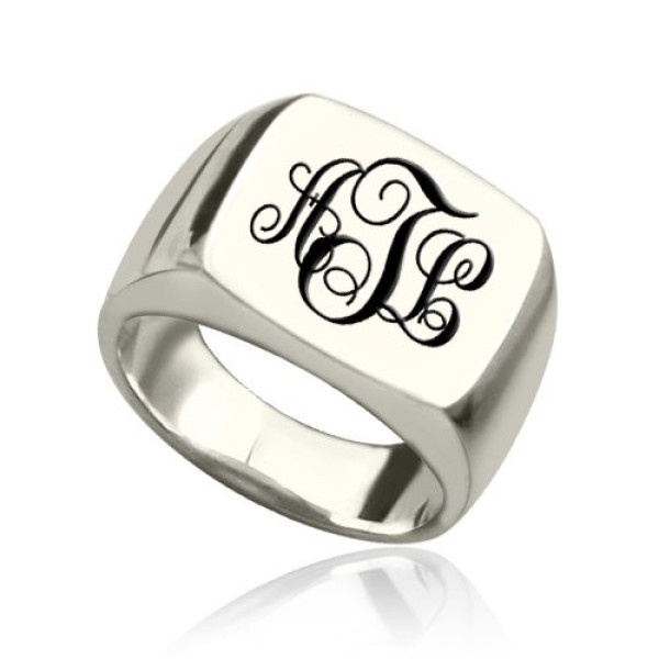 Personalized Signet Ring Sterling Silver with Monogram - Handmade By AOL Special