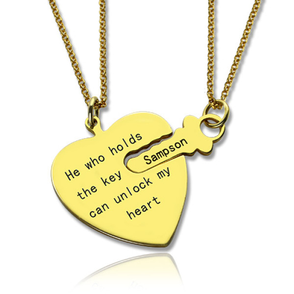 He Who Holds the Key Couple Necklaces Set 18ct Gold Plated - Handmade By AOL Special