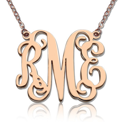 Custom 18ct Rose Gold Plated Monogram Initial Necklace - Handmade By AOL Special