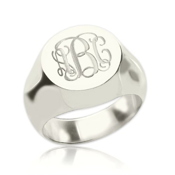 Signet Ring Sterling Silver Engraved Monogram - Handmade By AOL Special
