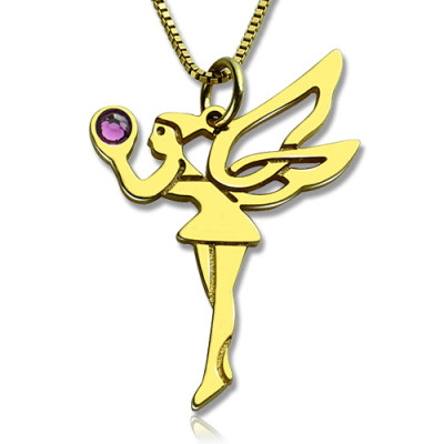 Fairy Birthstone Necklace for Girlfriend 18ct Gold Plated Silver 925 - Handmade By AOL Special