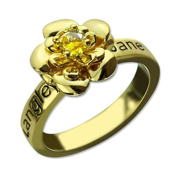 Promise Rose Ring for Her with Birthstone 18ct Gold Plated - Handmade By AOL Special