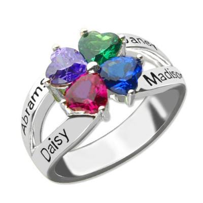 Personalized Mothers Name Ring with Birthstone Sterling Silver - Handmade By AOL Special