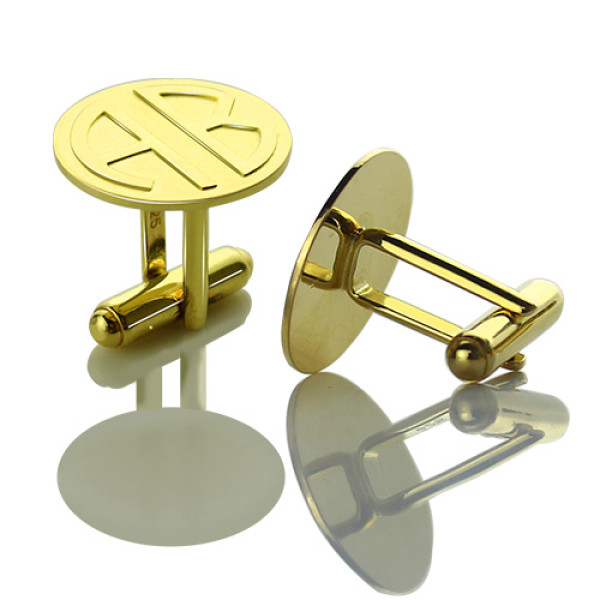 Cufflinks for Men with Block Monogram 18ct Gold Plated - Handmade By AOL Special