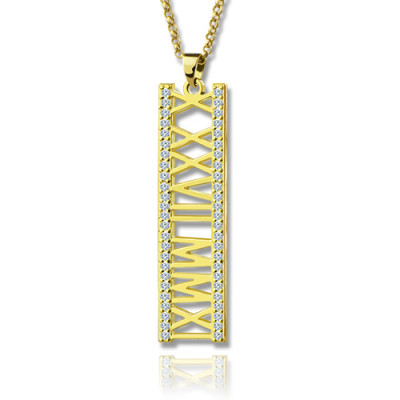 18ct Gold Plated Roman Numeral Necklace With Birthstone - Handmade By AOL Special