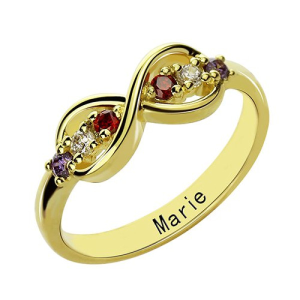 18ct Gold Plated Infinity Promise Rings with Birthstone - Handmade By AOL Special