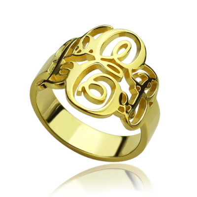Interlocking Three Initials Monogram Ring 18ct Gold Plated - Handmade By AOL Special