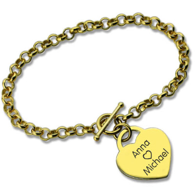 Personalized Heart Name Bracelets 18ct Gold Plated - Handmade By AOL Special