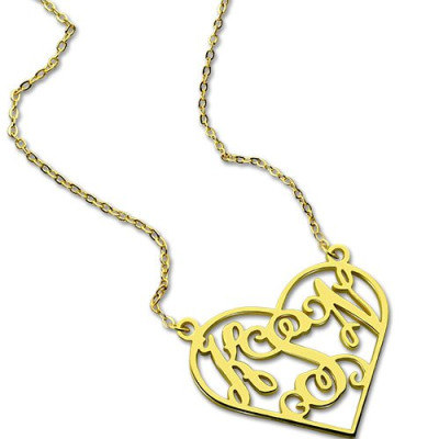 Cut Out Heart Monogram Necklace 18ct Gold Plated - Handmade By AOL Special