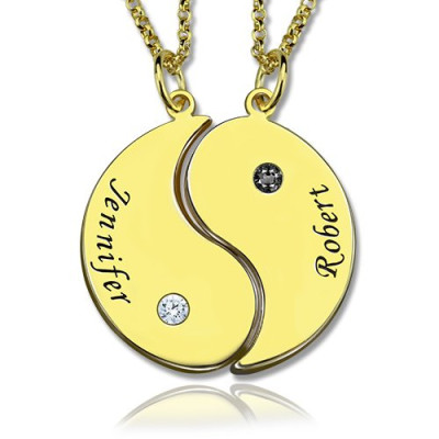 Yin Yang Necklaces Set for Couples or Friend 18ct Gold Plated - Handmade By AOL Special