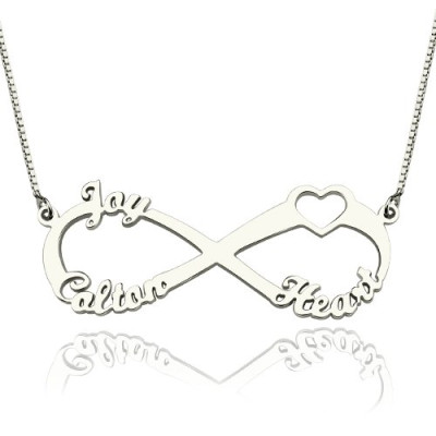 Heart Infinity Necklace 3 Names Sterling Silver - Handmade By AOL Special