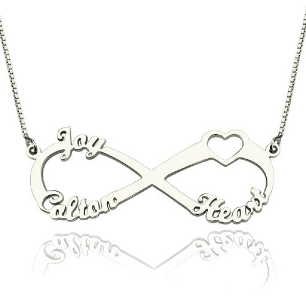 Heart Infinity Necklace 3 Names Sterling Silver - Handmade By AOL Special