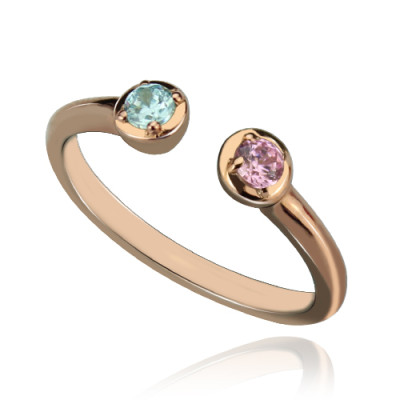 Dual Birthstone Ring 18ct Rose Gold Plated Silver - Handmade By AOL Special