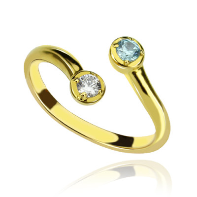 Dual Drops Birthstone Ring 18ct Gold Plated - Handmade By AOL Special