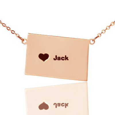 Custom Colorado State Shaped Necklaces With Heart Name Rose Gold - Handmade By AOL Special
