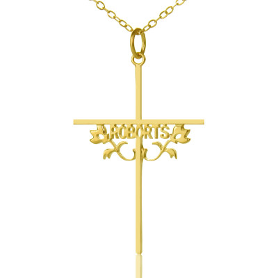 Gold Plated 952 Silver Cross Name Necklaces with Rose - Handmade By AOL Special