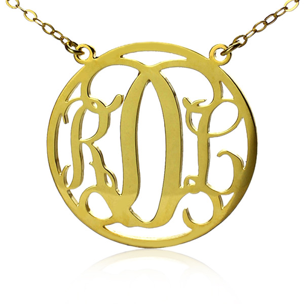 Circle 18ct Solid Gold Initial Monogram Name Necklace - Handmade By AOL Special