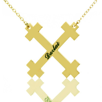 Gold Plated Silver Julian Cross Name Necklaces Troubadour Cross - Handmade By AOL Special