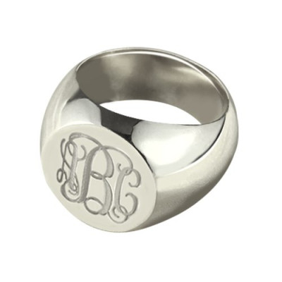 Signet Ring Sterling Silver Engraved Monogram - Handmade By AOL Special