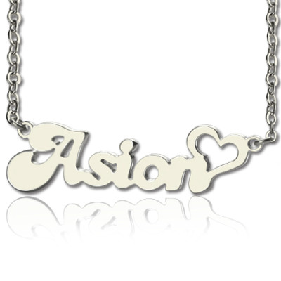 Custom BANANA Font Heart Shape Name Necklace White Gold 18ct - Handmade By AOL Special
