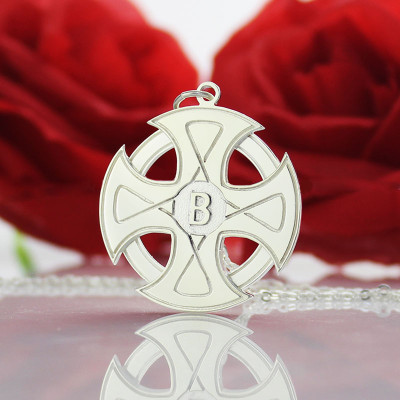 Engraved Celtic Cross Necklace Silver - Handmade By AOL Special