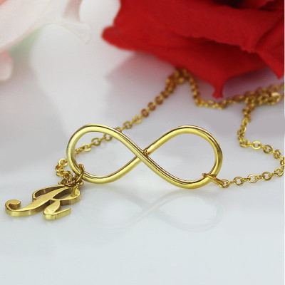 Infinity Knot Initial Necklace 18ct Gold plating - Handmade By AOL Special