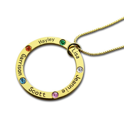 Family Circle Names Necklace For Mother In Gold - Handmade By AOL Special
