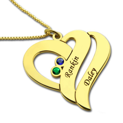 Two Hearts Forever One Love Necklace 18ct Gold Plated - Handmade By AOL Special