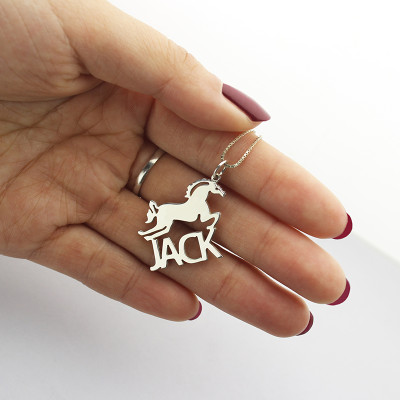 Personalized Horse Name Necklace for Kids Silver - Handmade By AOL Special