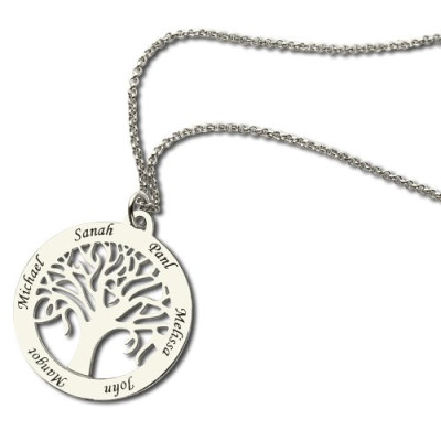 Tree Of Life Necklace Engraved Names in Silver - Handmade By AOL Special