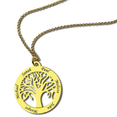 Tree of Life Jewelry Family Name Necklace in 18ct Gold Plated - Handmade By AOL Special