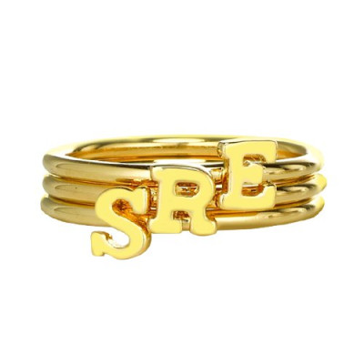 Custom Midi Initial Letter Ring 18ct Gold Plated - Handmade By AOL Special