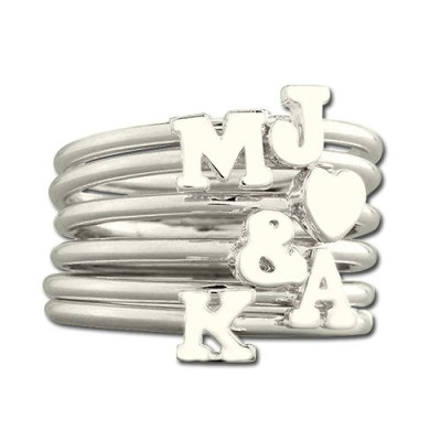 Stackable Midi Initial Ring Sterling Silver - Handmade By AOL Special