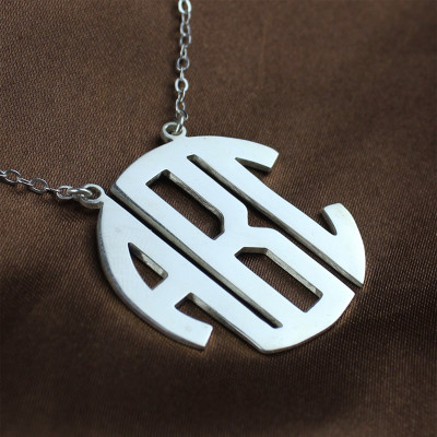 Solid White Gold 18ct Initial Block Monogram Pendant Necklace - Handmade By AOL Special