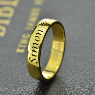 Engraved Promise Name Ring 18ct Gold Plated - Handmade By AOL Special