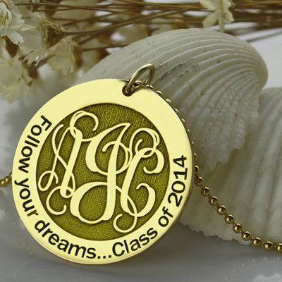 Follow Your Dreams Disc Monogram Necklace 18ct Gold Plated - Handmade By AOL Special