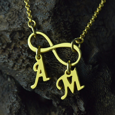 Infinity Pendant Double Initial 18ct Gold Plated - Handmade By AOL Special