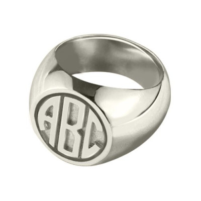 Personalized Signet Ring with Block Monogram Sterling Silver - Handmade By AOL Special