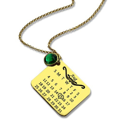 Birth Day Gifts - Birthday Calendar Necklace 18ct Gold Plated - Handmade By AOL Special