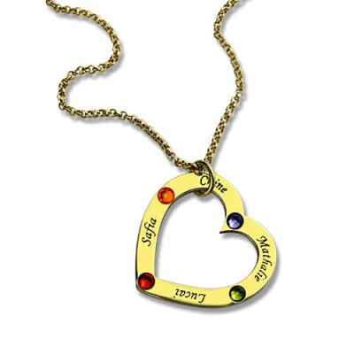 Gold Plated Birthstone Heart Necklace For Mother - Handmade By AOL Special