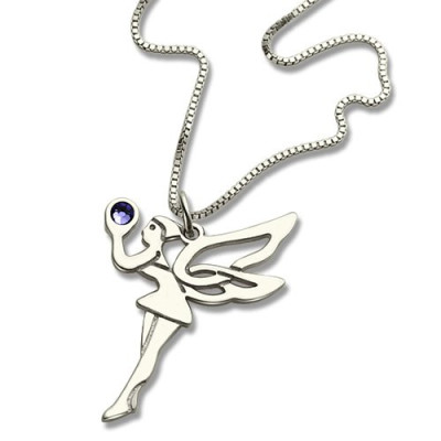 Personalized Fairy Birthstone Necklace for Girls Sterling Silver - Handmade By AOL Special