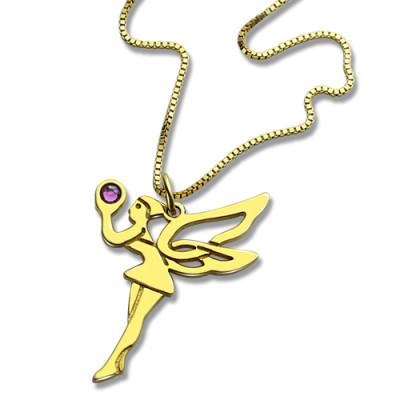 Fairy Birthstone Necklace for Girlfriend 18ct Gold Plated Silver 925 - Handmade By AOL Special